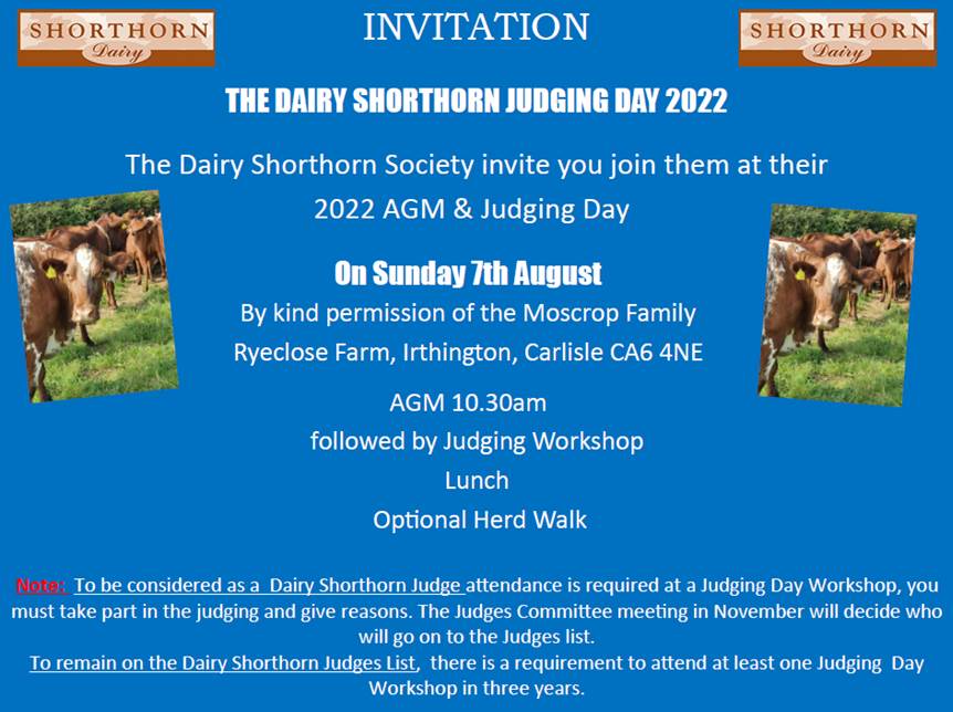 AGM & Judging Day & Young Members Weekend August 2022
